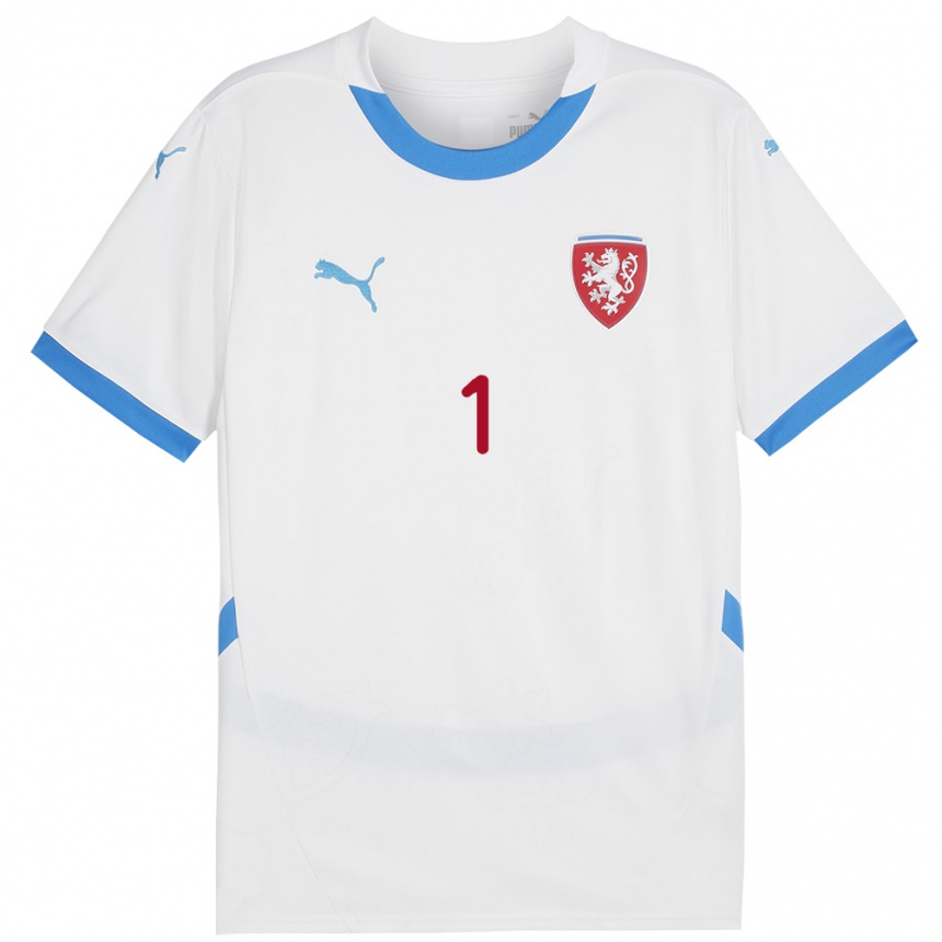 Vaikiškas Čekija Lukas Franc #1 Baltas Išvykos Marškinėliai 24-26 T-Shirt