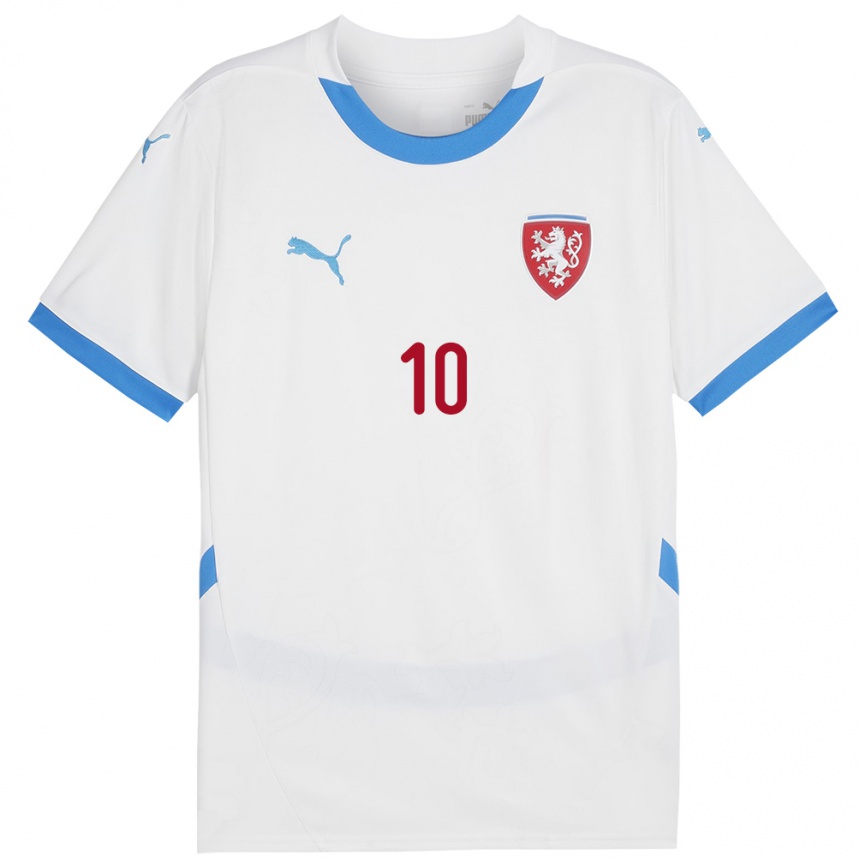 Vaikiškas Čekija Lukas Ambros #10 Baltas Išvykos Marškinėliai 24-26 T-Shirt