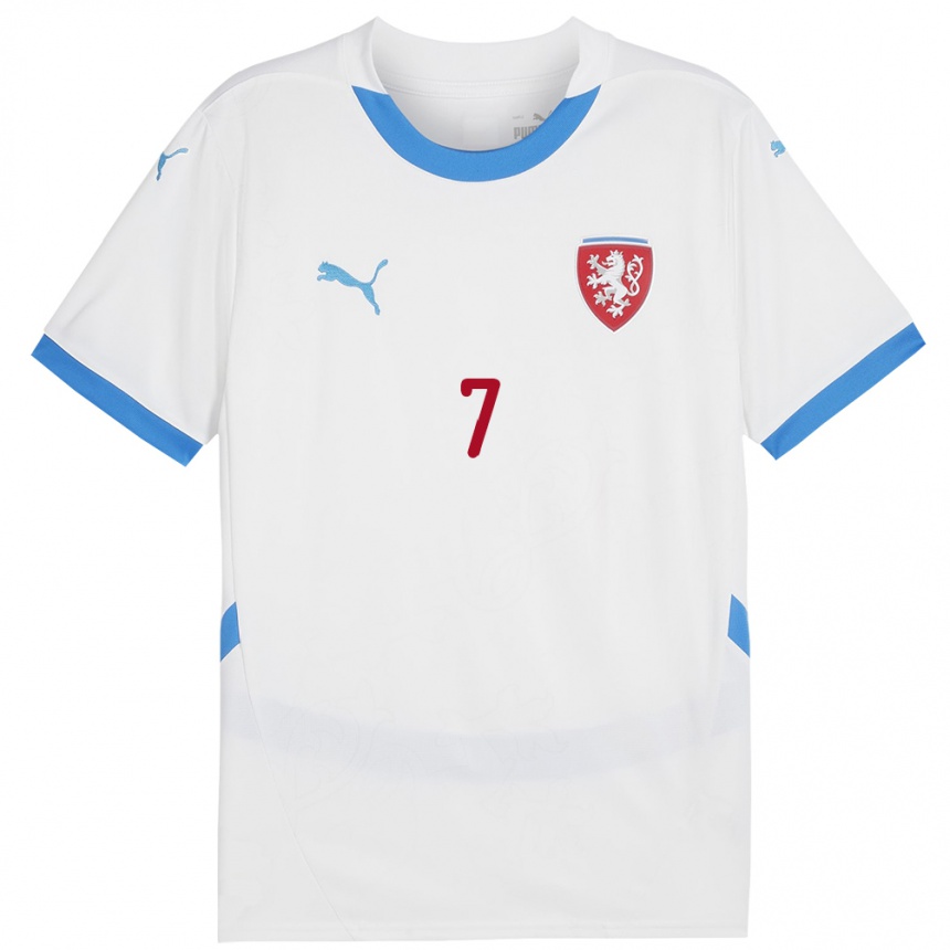 Vaikiškas Čekija Adam Pudil #7 Baltas Išvykos Marškinėliai 24-26 T-Shirt