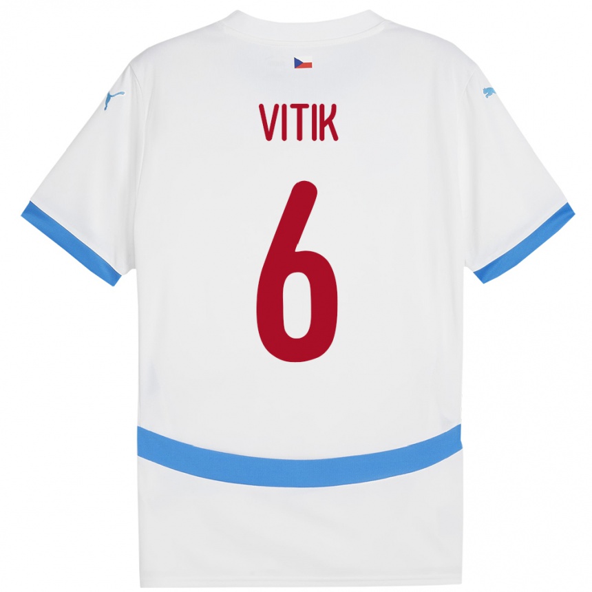 Vaikiškas Čekija Martin Vitík #6 Baltas Išvykos Marškinėliai 24-26 T-Shirt