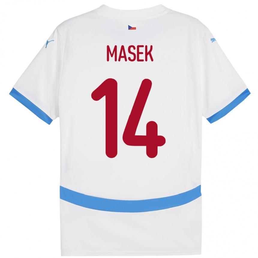 Vaikiškas Čekija Lukas Masek #14 Baltas Išvykos Marškinėliai 24-26 T-Shirt