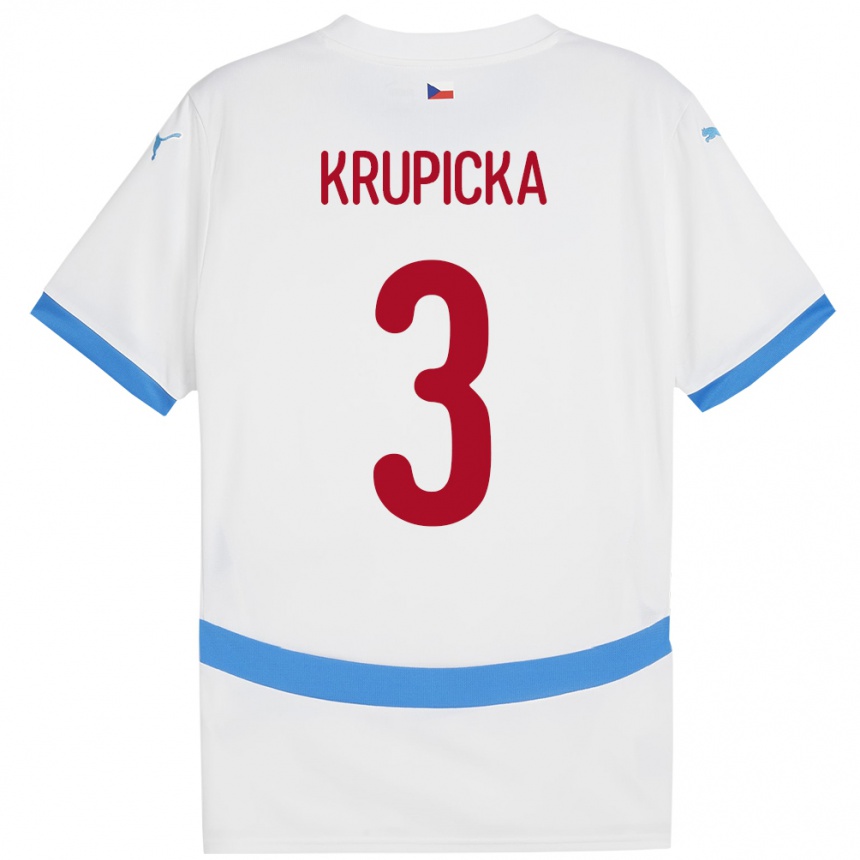 Vaikiškas Čekija David Krupicka #3 Baltas Išvykos Marškinėliai 24-26 T-Shirt