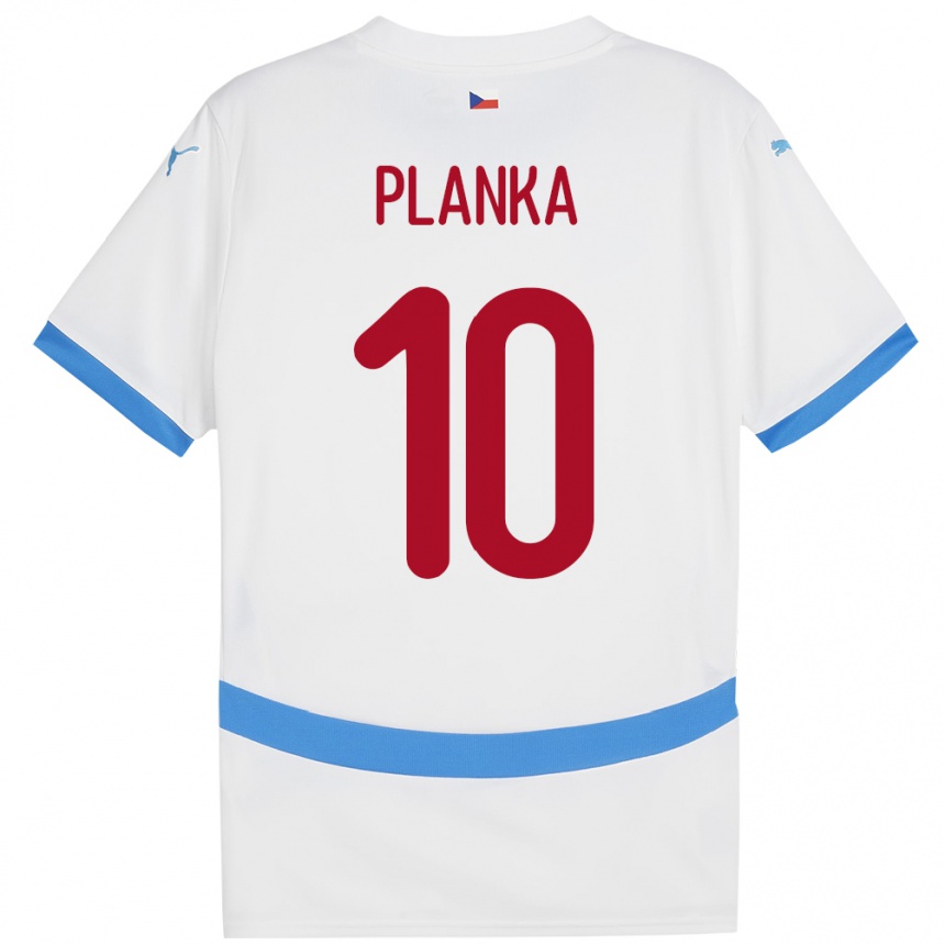 Vaikiškas Čekija David Planka #10 Baltas Išvykos Marškinėliai 24-26 T-Shirt