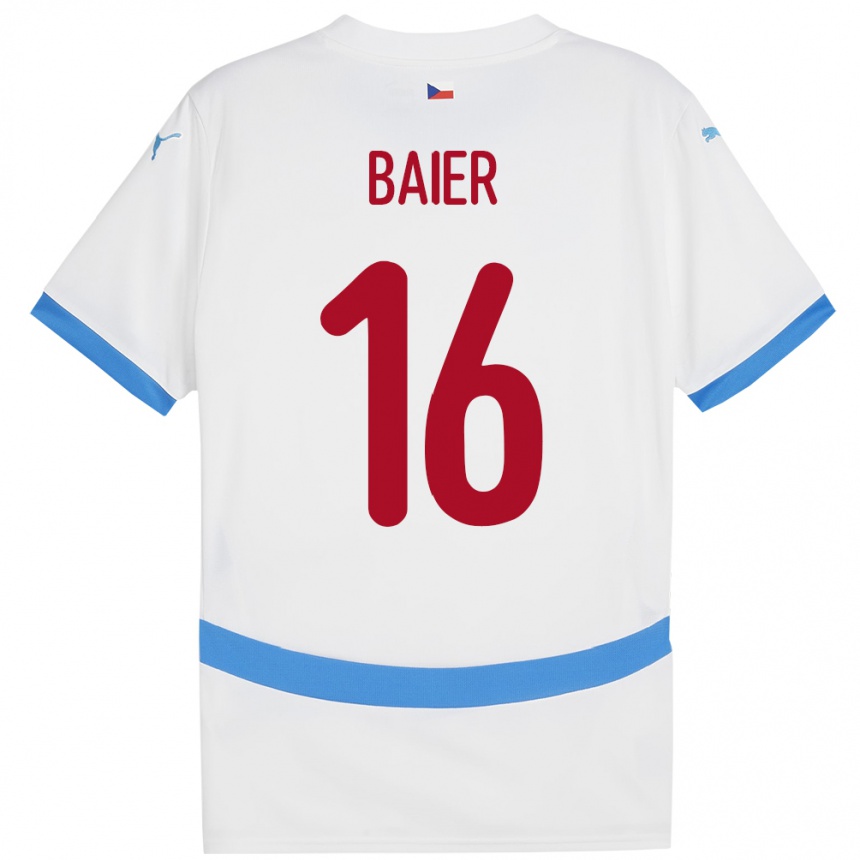 Vaikiškas Čekija Viktor Baier #16 Baltas Išvykos Marškinėliai 24-26 T-Shirt