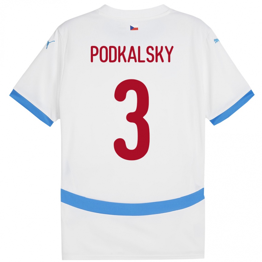 Vaikiškas Čekija Jakub Podkalsky #3 Baltas Išvykos Marškinėliai 24-26 T-Shirt