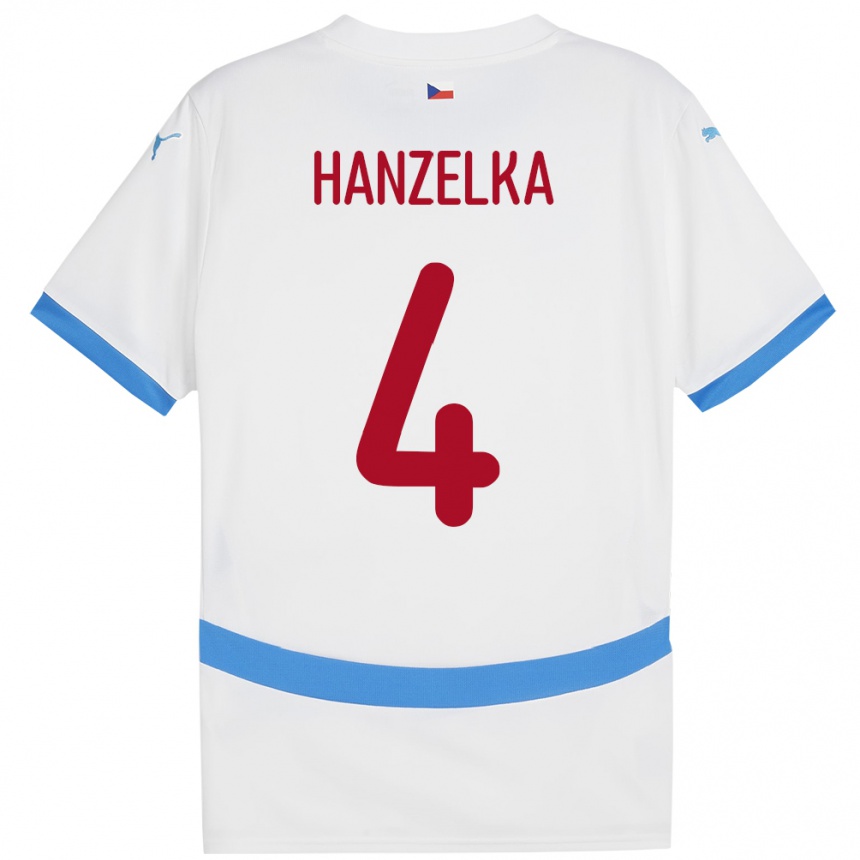 Vaikiškas Čekija Denis Hanzelka #4 Baltas Išvykos Marškinėliai 24-26 T-Shirt