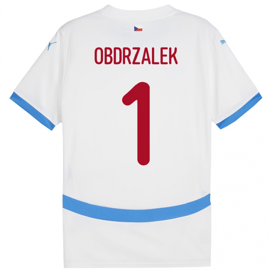 Vaikiškas Čekija Marek Obdrzalek #1 Baltas Išvykos Marškinėliai 24-26 T-Shirt