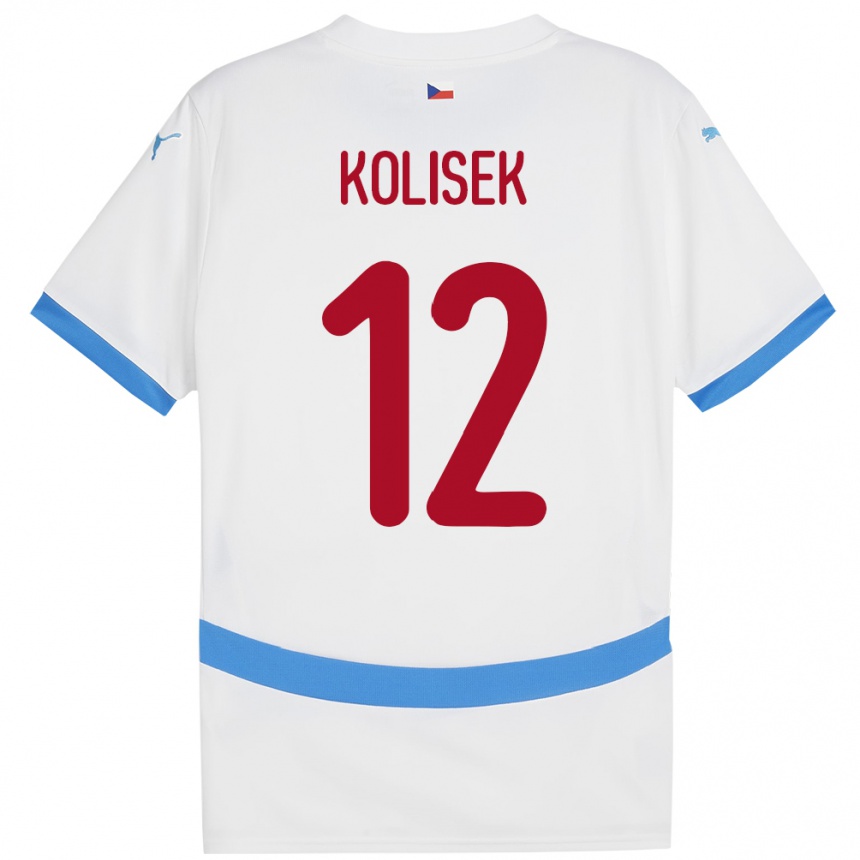 Vaikiškas Čekija Jakub Kolisek #12 Baltas Išvykos Marškinėliai 24-26 T-Shirt