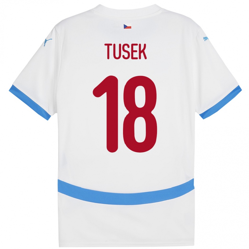 Vaikiškas Čekija Adam Tusek #18 Baltas Išvykos Marškinėliai 24-26 T-Shirt