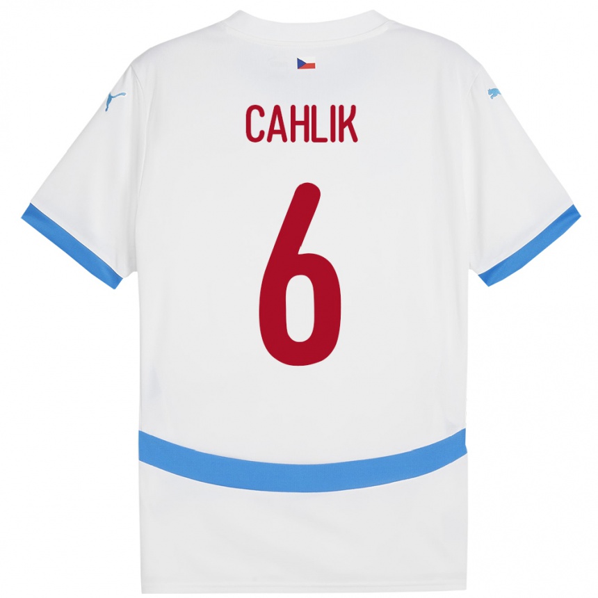 Vaikiškas Čekija Jakub Cahlik #6 Baltas Išvykos Marškinėliai 24-26 T-Shirt