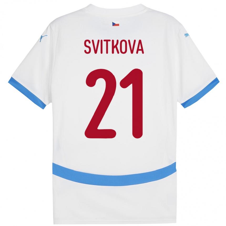 Vaikiškas Čekija Kateřina Svitková #21 Baltas Išvykos Marškinėliai 24-26 T-Shirt