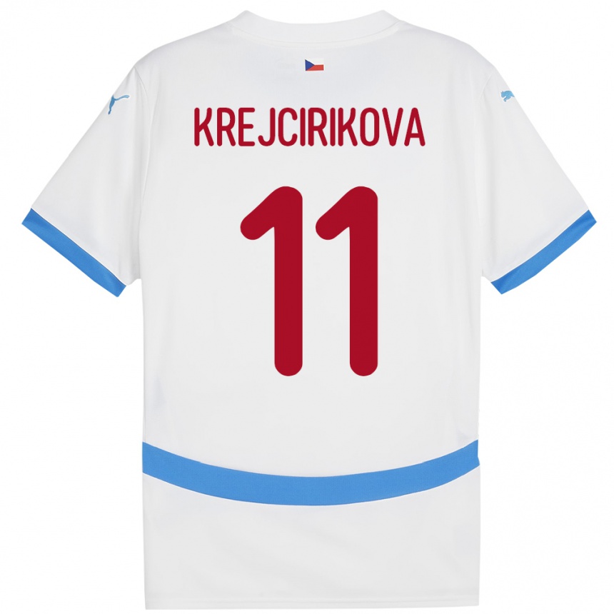 Vaikiškas Čekija Tereza Krejčiříková #11 Baltas Išvykos Marškinėliai 24-26 T-Shirt