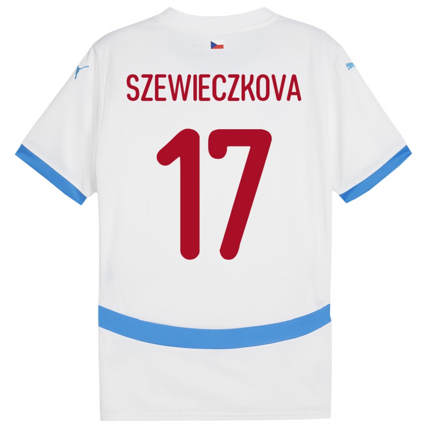 Vaikiškas Čekija Tereza Szewieczková #17 Baltas Išvykos Marškinėliai 24-26 T-Shirt