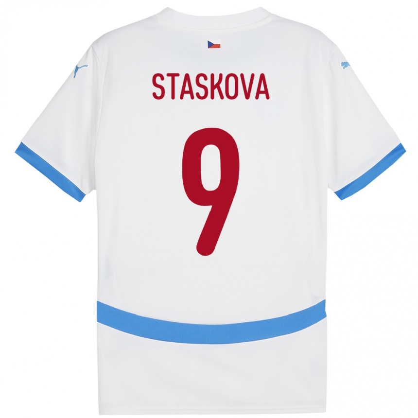 Vaikiškas Čekija Andrea Stašková #9 Baltas Išvykos Marškinėliai 24-26 T-Shirt