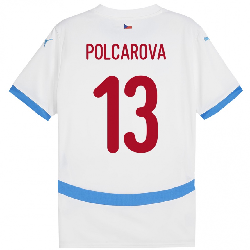 Vaikiškas Čekija Barbora Polcarová #13 Baltas Išvykos Marškinėliai 24-26 T-Shirt