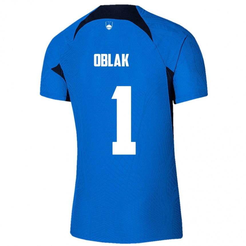 Vaikiškas Slovėnija Jan Oblak #1 Mėlyna Išvykos Marškinėliai 24-26 T-Shirt