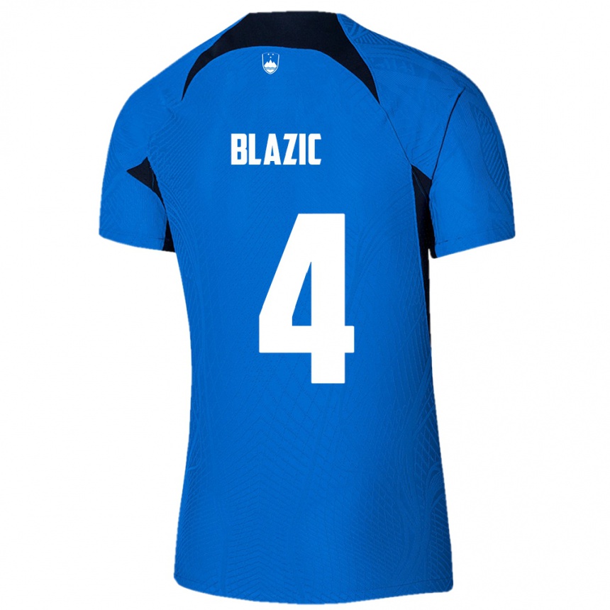 Vaikiškas Slovėnija Miha Blazic #4 Mėlyna Išvykos Marškinėliai 24-26 T-Shirt