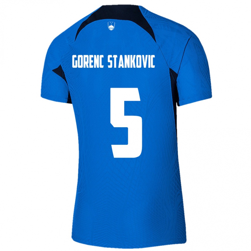 Vaikiškas Slovėnija Jon Gorenc Stankovic #5 Mėlyna Išvykos Marškinėliai 24-26 T-Shirt