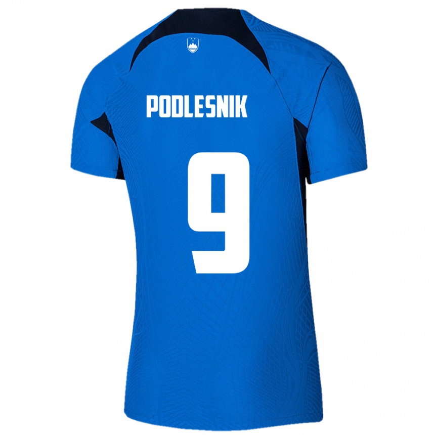 Vaikiškas Slovėnija Nik Podlesnik #9 Mėlyna Išvykos Marškinėliai 24-26 T-Shirt