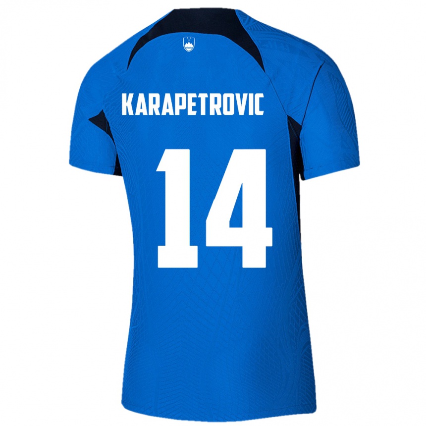 Vaikiškas Slovėnija Luka Karapetrovic #14 Mėlyna Išvykos Marškinėliai 24-26 T-Shirt