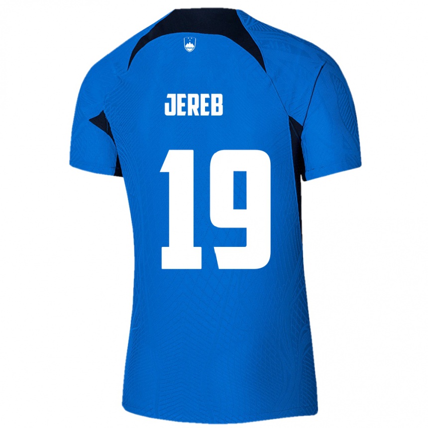 Vaikiškas Slovėnija David Jereb #19 Mėlyna Išvykos Marškinėliai 24-26 T-Shirt