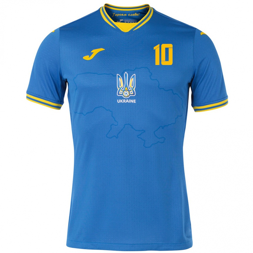 Vaikiškas Ukraina Nazar Voloshyn #10 Mėlyna Išvykos Marškinėliai 24-26 T-Shirt