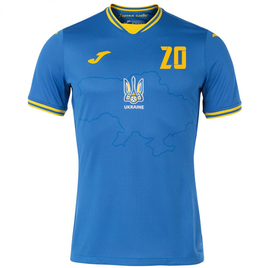 Vaikiškas Ukraina Artem Ugrynchuk #20 Mėlyna Išvykos Marškinėliai 24-26 T-Shirt