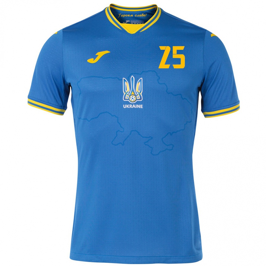 Vaikiškas Ukraina Vladyslav Vanat #25 Mėlyna Išvykos Marškinėliai 24-26 T-Shirt