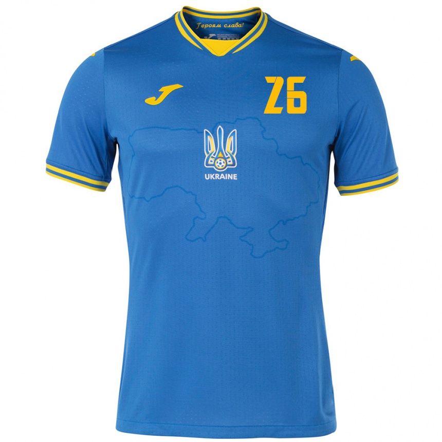 Vaikiškas Ukraina Bogdan Mykhaylichenko #26 Mėlyna Išvykos Marškinėliai 24-26 T-Shirt