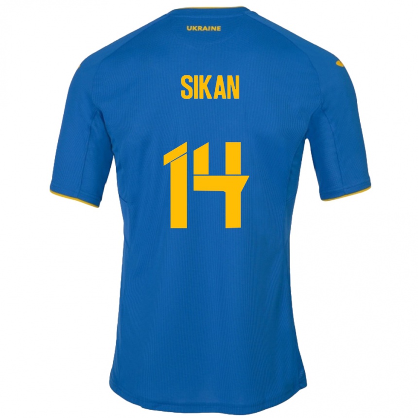 Vaikiškas Ukraina Danylo Sikan #14 Mėlyna Išvykos Marškinėliai 24-26 T-Shirt