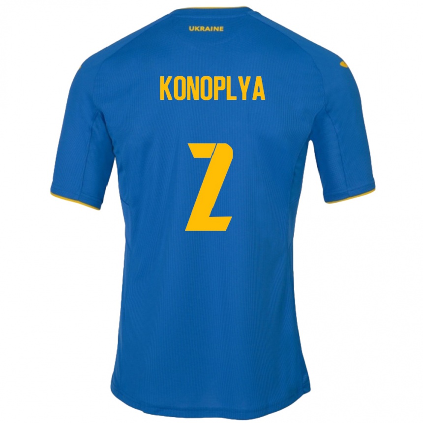 Vaikiškas Ukraina Yukhym Konoplya #2 Mėlyna Išvykos Marškinėliai 24-26 T-Shirt