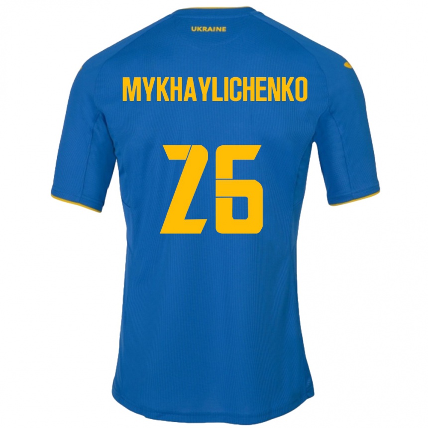 Vaikiškas Ukraina Bogdan Mykhaylichenko #26 Mėlyna Išvykos Marškinėliai 24-26 T-Shirt