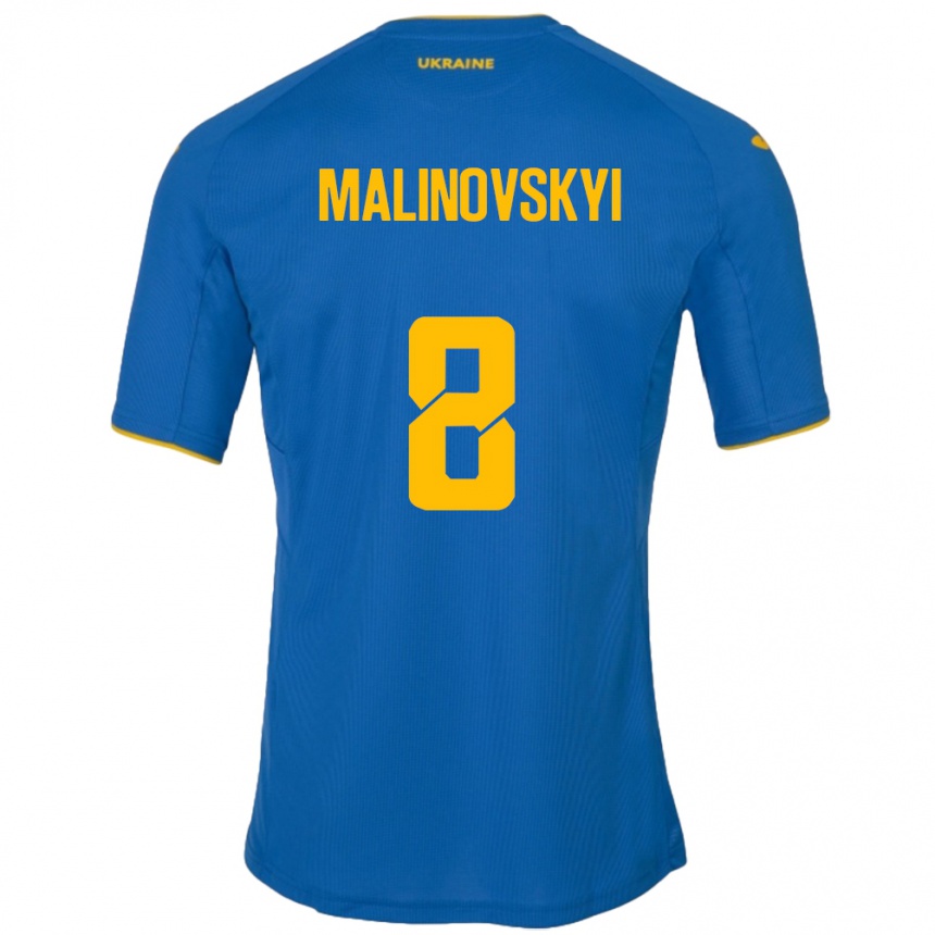 Vaikiškas Ukraina Ruslan Malinovskyi #8 Mėlyna Išvykos Marškinėliai 24-26 T-Shirt