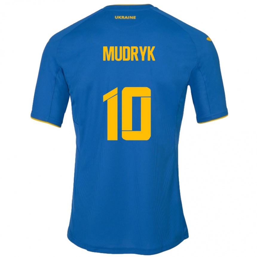 Vaikiškas Ukraina Mykhaylo Mudryk #10 Mėlyna Išvykos Marškinėliai 24-26 T-Shirt