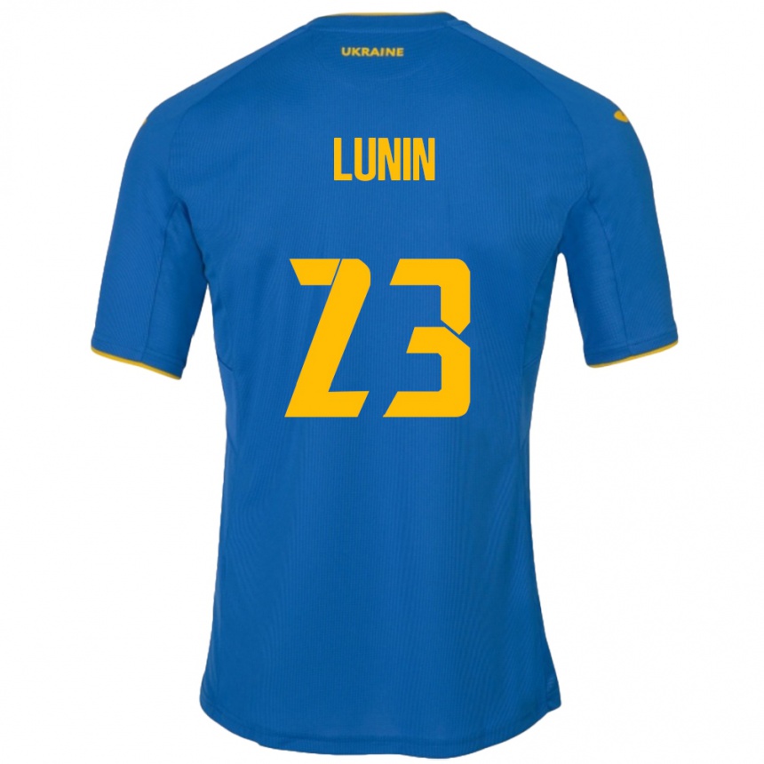 Vaikiškas Ukraina Andriy Lunin #23 Mėlyna Išvykos Marškinėliai 24-26 T-Shirt