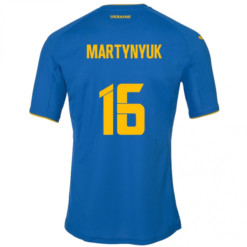 Vaikiškas Ukraina Oleksandr Martynyuk #16 Mėlyna Išvykos Marškinėliai 24-26 T-Shirt