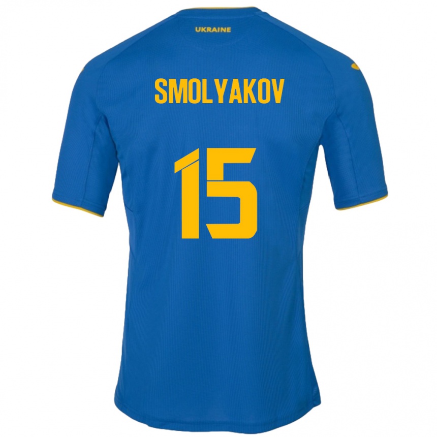 Vaikiškas Ukraina Artem Smolyakov #15 Mėlyna Išvykos Marškinėliai 24-26 T-Shirt