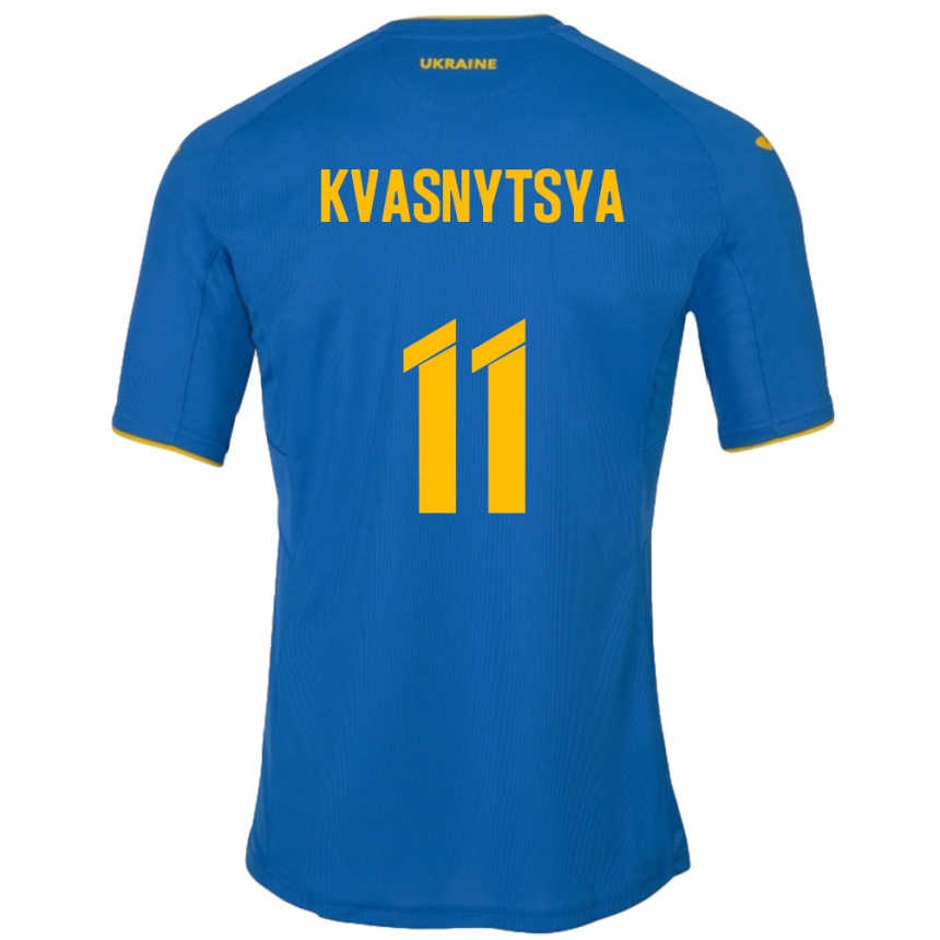 Vaikiškas Ukraina Ilya Kvasnytsya #11 Mėlyna Išvykos Marškinėliai 24-26 T-Shirt