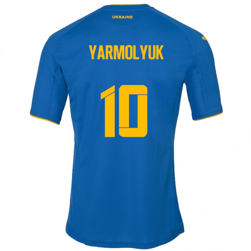 Vaikiškas Ukraina Yegor Yarmolyuk #10 Mėlyna Išvykos Marškinėliai 24-26 T-Shirt