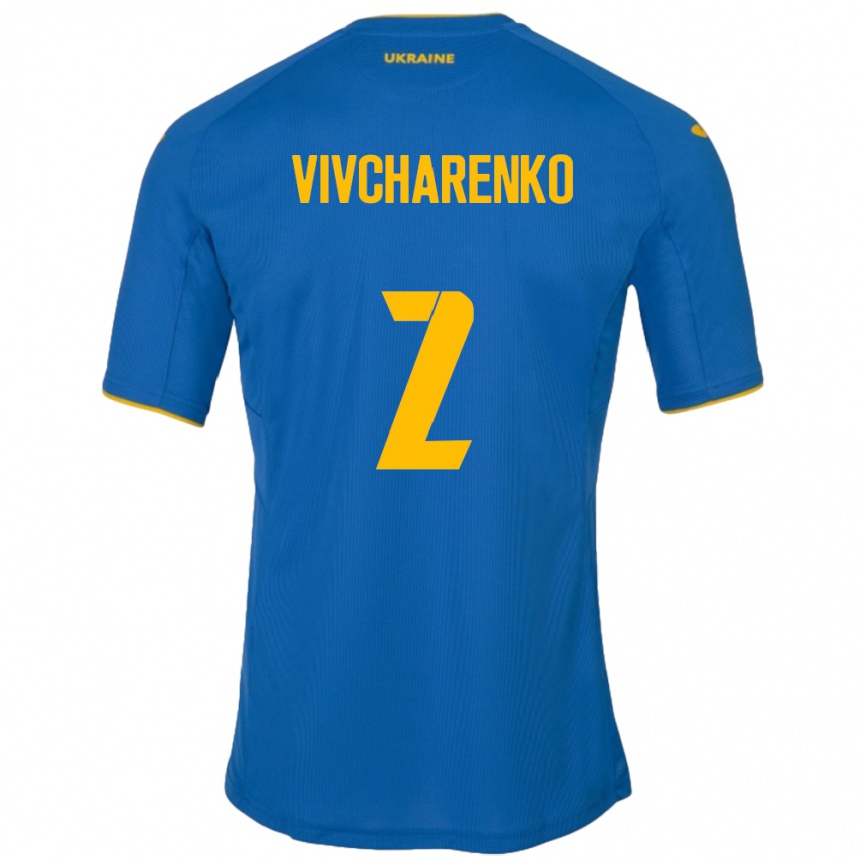 Vaikiškas Ukraina Kostyantyn Vivcharenko #2 Mėlyna Išvykos Marškinėliai 24-26 T-Shirt