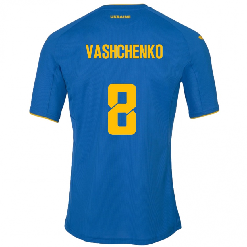 Vaikiškas Ukraina Daniil Vashchenko #8 Mėlyna Išvykos Marškinėliai 24-26 T-Shirt