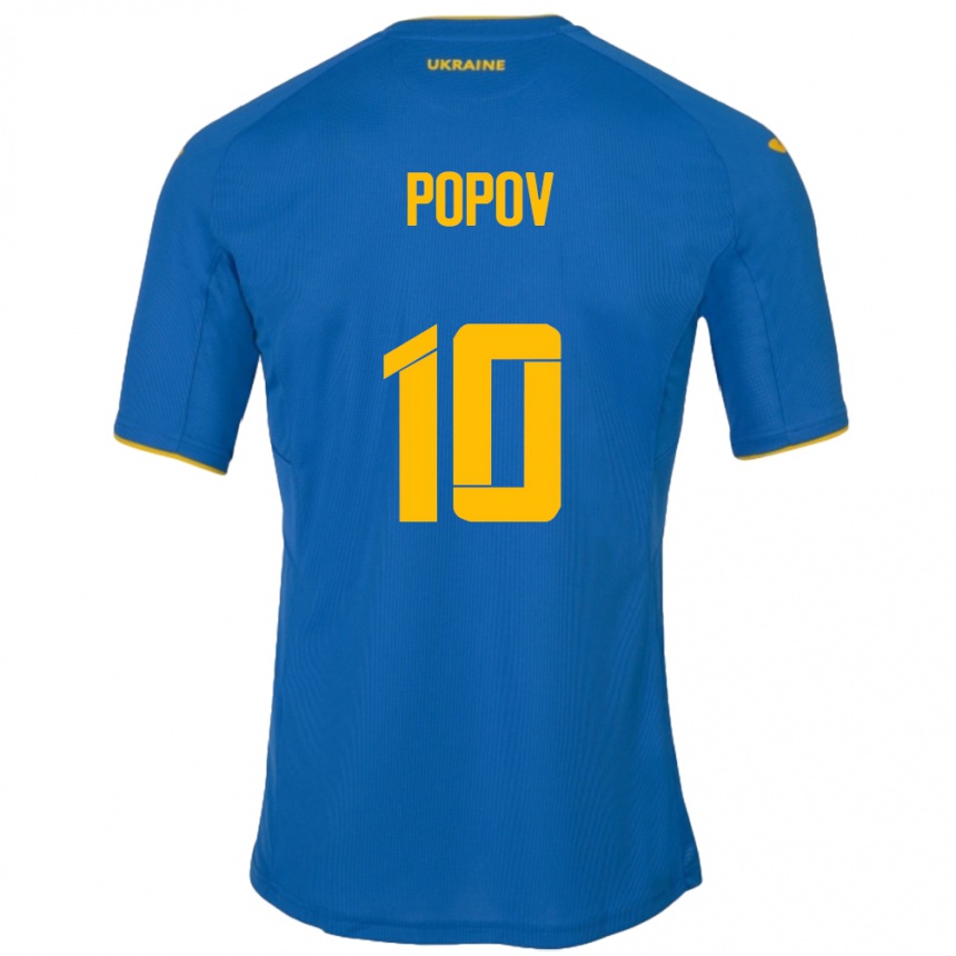 Vaikiškas Ukraina Bogdan Popov #10 Mėlyna Išvykos Marškinėliai 24-26 T-Shirt