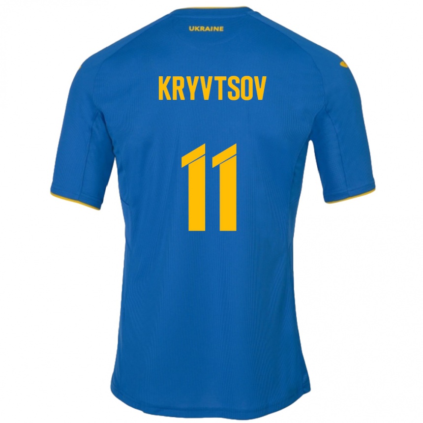 Vaikiškas Ukraina Nikita Kryvtsov #11 Mėlyna Išvykos Marškinėliai 24-26 T-Shirt