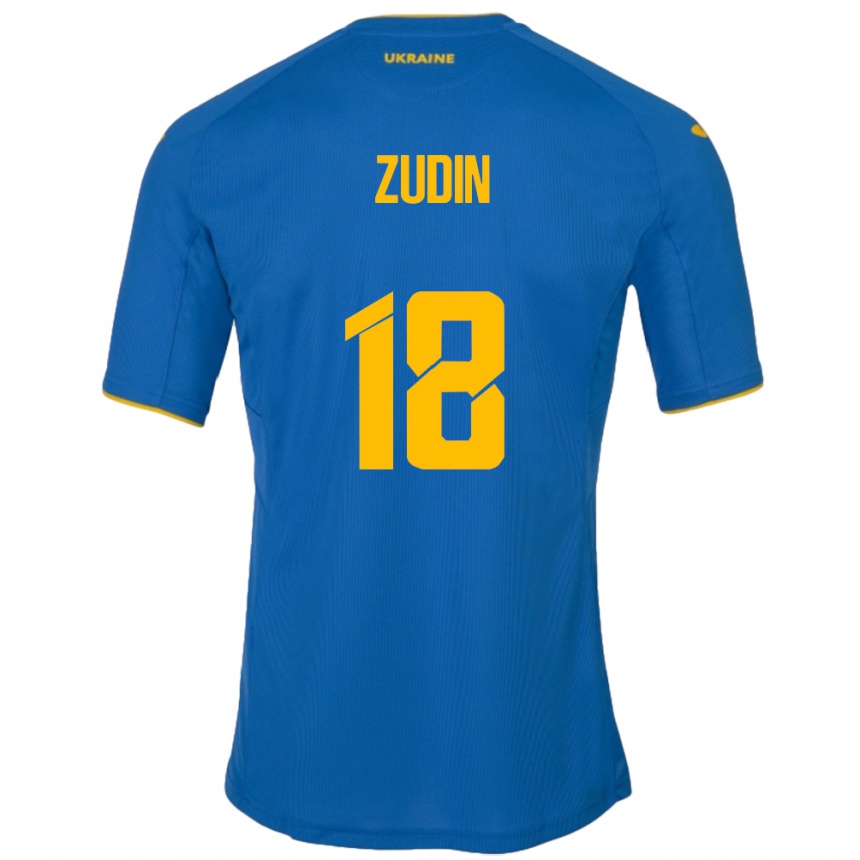 Vaikiškas Ukraina Dmytro Zudin #18 Mėlyna Išvykos Marškinėliai 24-26 T-Shirt