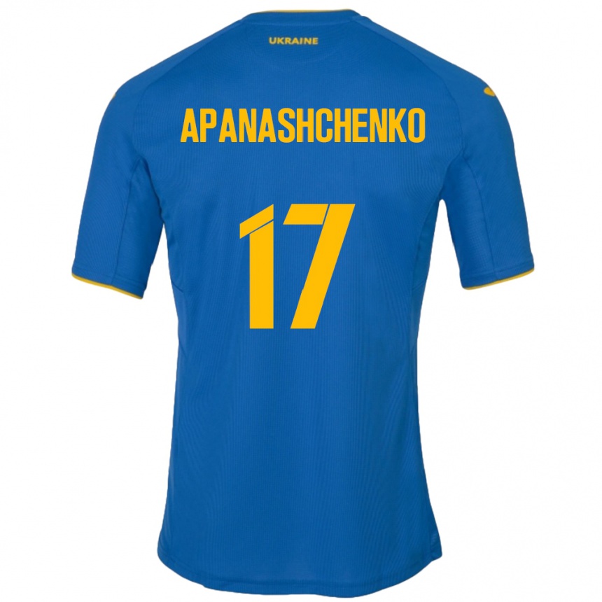 Vaikiškas Ukraina Daryna Apanashchenko #17 Mėlyna Išvykos Marškinėliai 24-26 T-Shirt