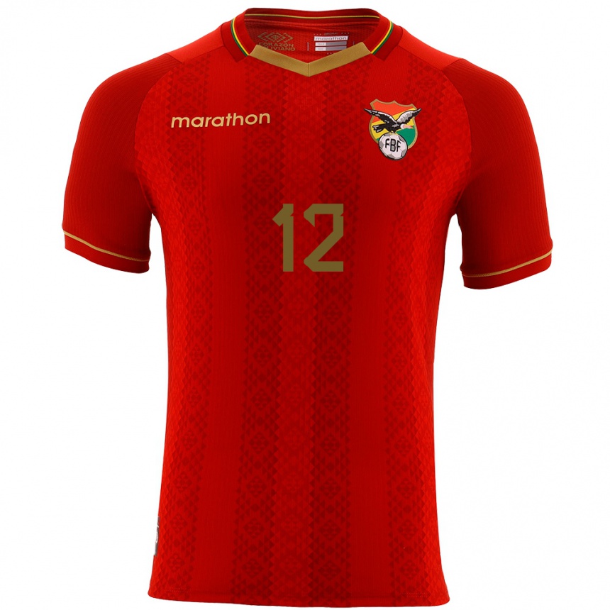 Vaikiškas Bolivija Carlos Adorno #12 Raudona Išvykos Marškinėliai 24-26 T-Shirt