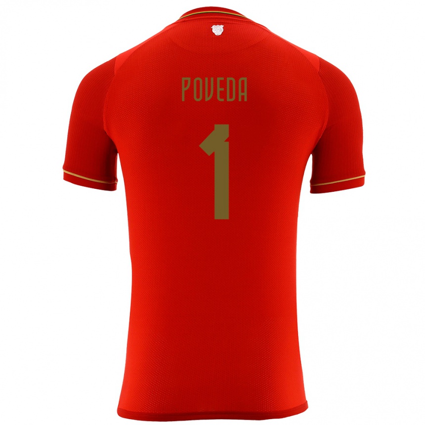 Vaikiškas Bolivija Bruno Poveda #1 Raudona Išvykos Marškinėliai 24-26 T-Shirt