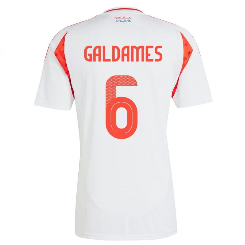 Vaikiškas Čilė Thomas Galdames #6 Baltas Išvykos Marškinėliai 24-26 T-Shirt