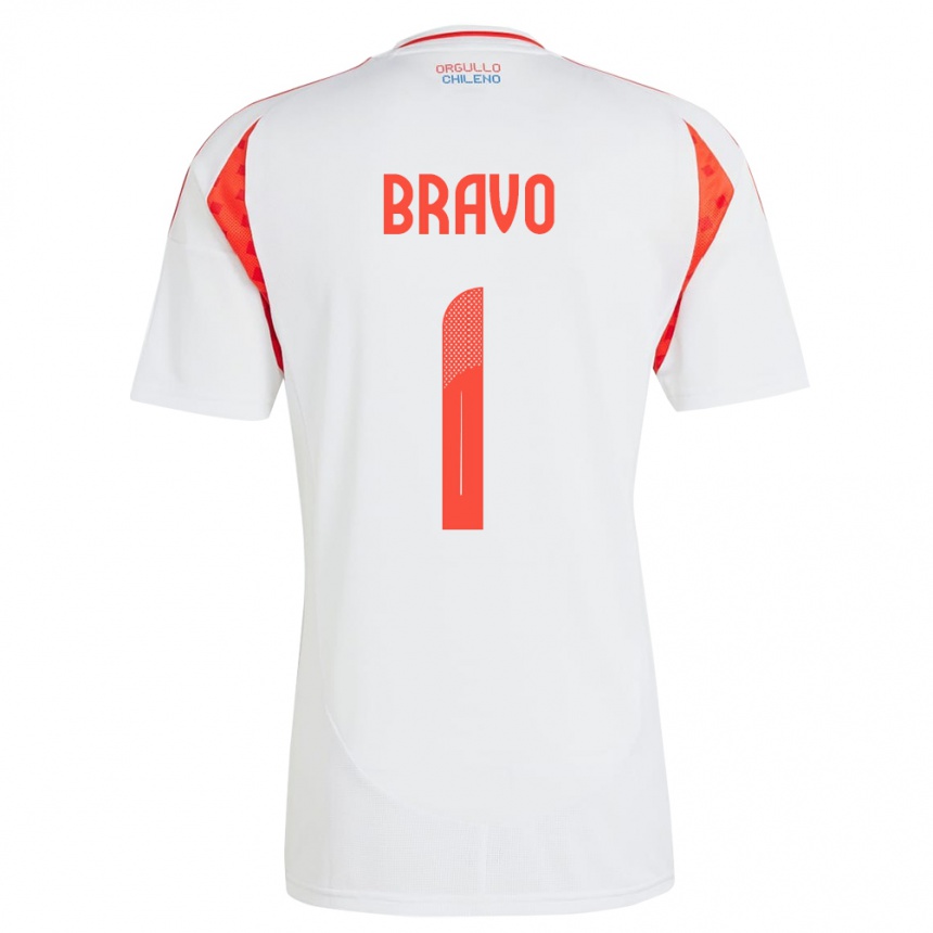 Vaikiškas Čilė Claudio Bravo #1 Baltas Išvykos Marškinėliai 24-26 T-Shirt