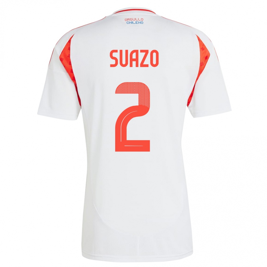 Vaikiškas Čilė Gabriel Suazo #2 Baltas Išvykos Marškinėliai 24-26 T-Shirt